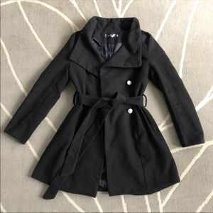 Black trench pea coat